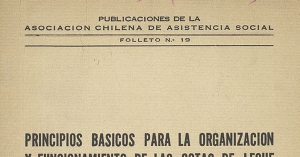 Principios básicos para la organización y funcionamiento de las gotas de leche.