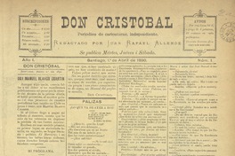 Don Cristóbal. Santiago, 1º de abril de 1890