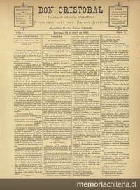 Don Cristóbal. Santiago, 26 de abril de 1890