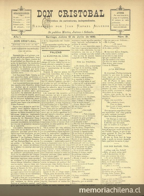  Don Cristóbal. Santiago, 12 de junio de 1890