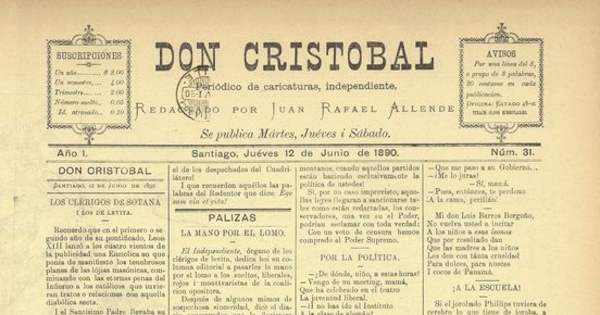  Don Cristóbal. Santiago, 12 de junio de 1890