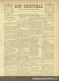 Don Cristóbal. Santiago, 26 de junio de 1890