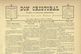 Don Cristóbal. Santiago, 26 de junio de 1890