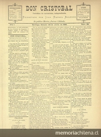 Don Cristóbal. Santiago, 28 de junio de 1890