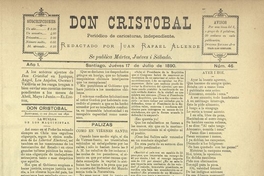 Don Cristóbal. Santiago, 17 de julio de 1890
