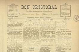 Don Cristóbal. Santiago, 23 de agosto de 1890