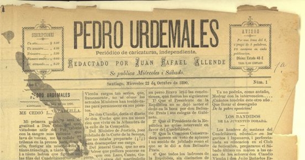 Pedro Urdemales. Santiago, 22 de octubre de 1890