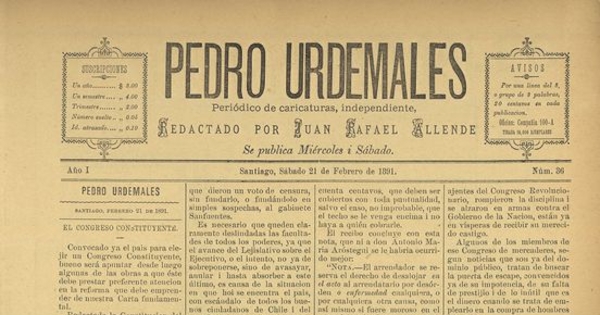 Pedro Urdemales. Santiago, 21 de febrero de 1891