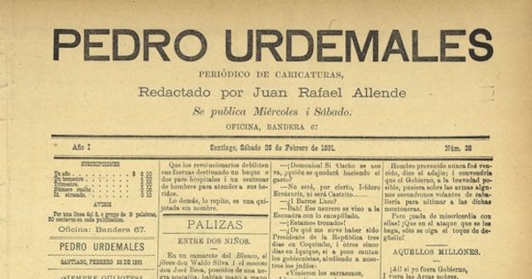 Pedro Urdemales. Santiago, 28 de febrero de 1891