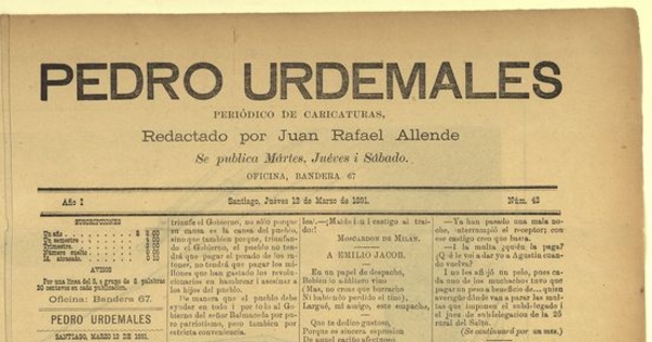  Pedro Urdemales. Santiago, 12 de marzo de 1891