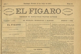 El Fígaro: periódico político-satírico. Santiago, 19 de julio de 1890