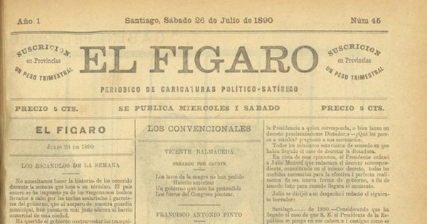 El Fígaro: periódico político-satírico. Santiago, 26 de julio de 1890