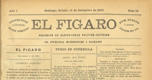 El Fígaro: periódico político-satírico. Santiago, 13 de septiembre de 1890