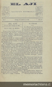El Ají. Santiago, 27 de febrero de 1890