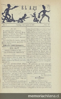 El Ají. Santiago, 7 de agosto de 1890