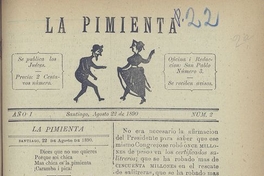 La Pimienta. Santiago, 22 de agosto de 1890