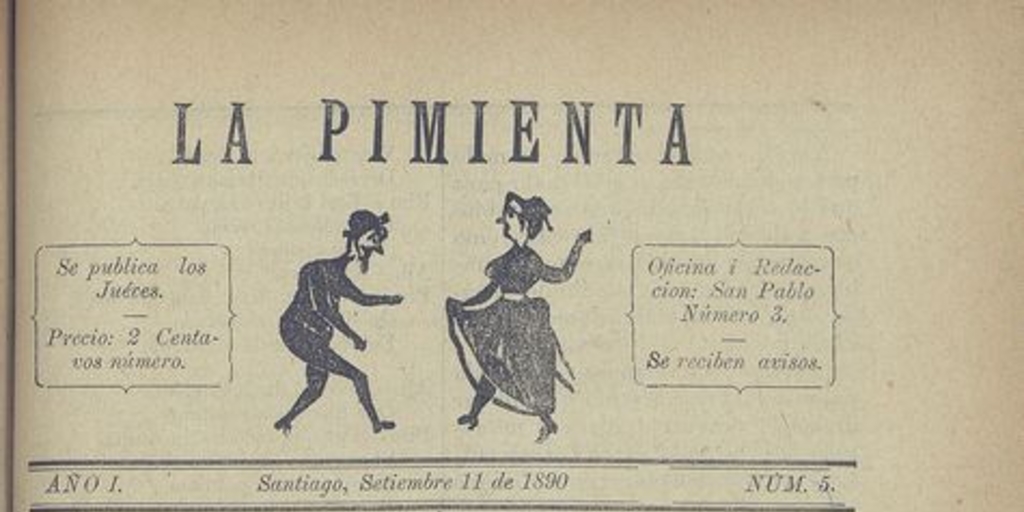 La Pimienta. Santiago, 11 de septiembre de 1890