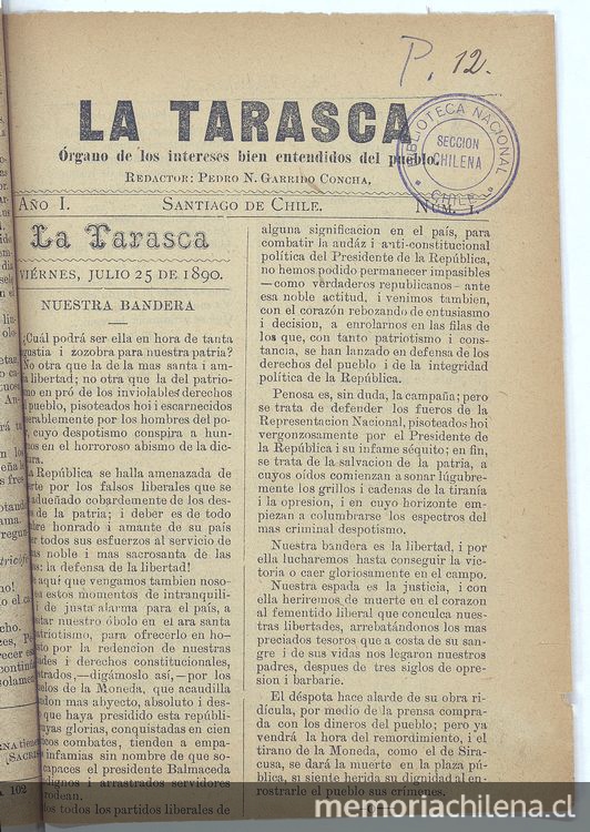 La Tarasca. Santiago, 25 de julio de 1890