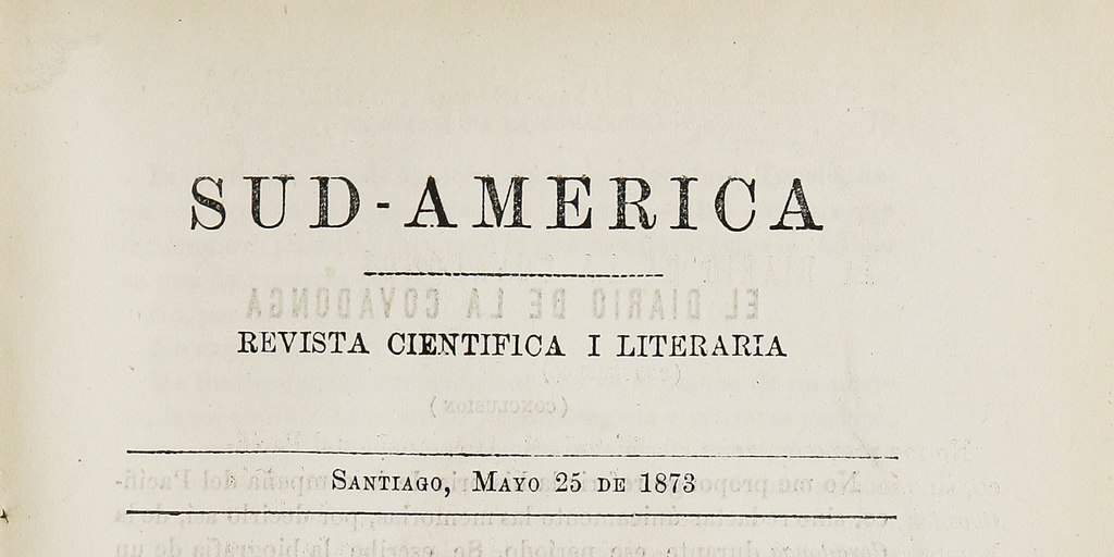 Sud-América. Tomo 1, [25 de mayo de 1873]