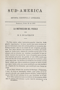 Sud-América. Tomo 1, [25 de junio de 1873]