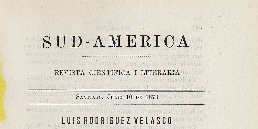 Sud-América. Tomo 1, [10 de julio de 1873]