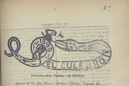 El Culebrón. Santiago, 10 de mayo de 1890