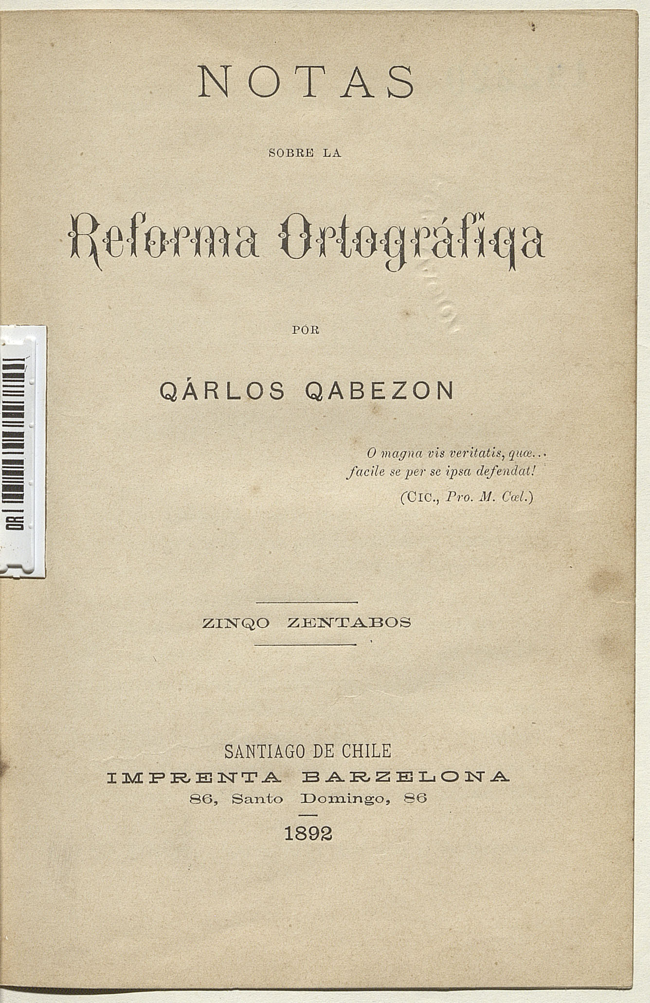 Notas sobre la reforma ortográfiqa