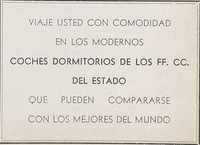 Publicidad de coches dormitorios de la Empresa de Ferrocarriles del Estado