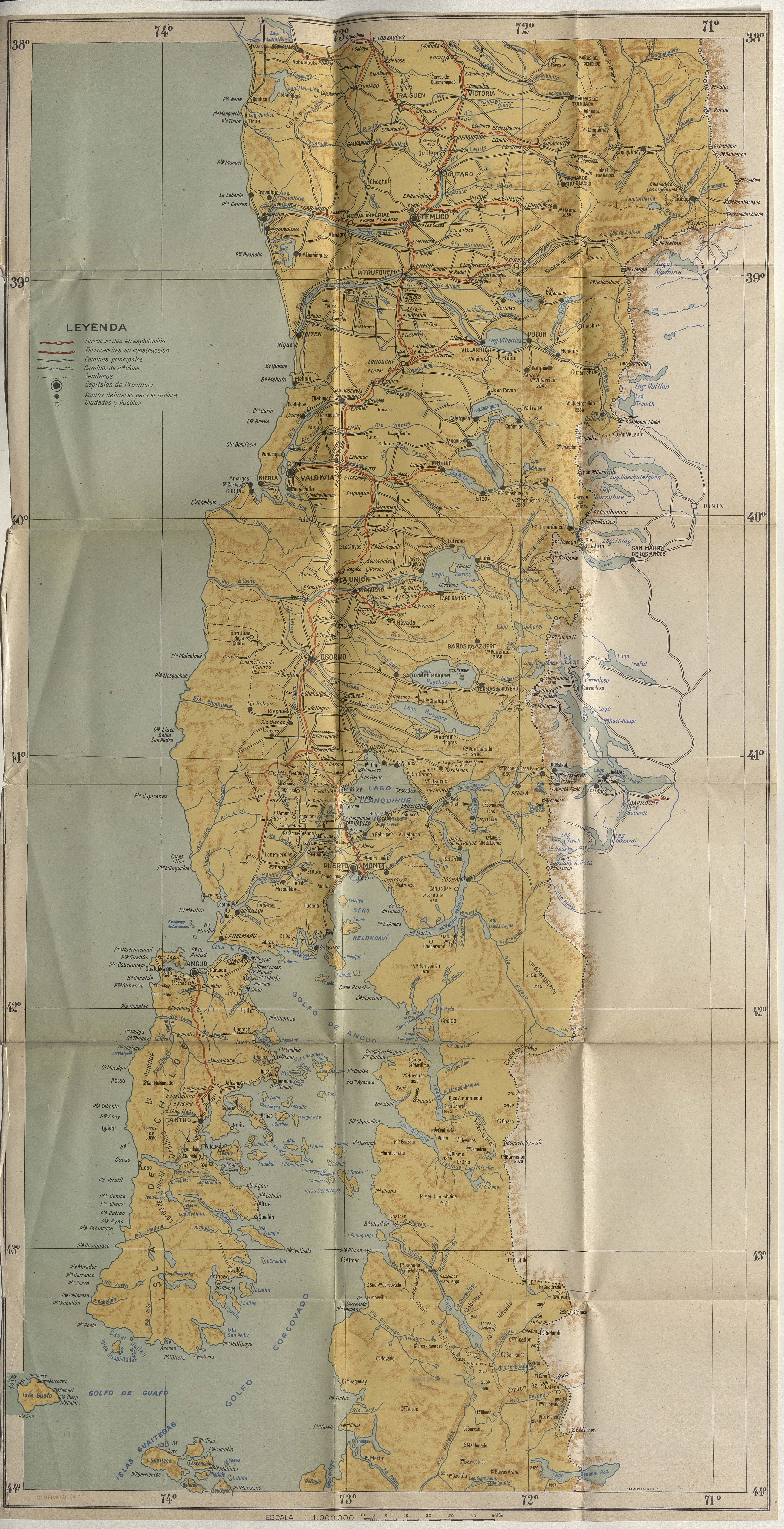 Mapa desde Victoria a Islas Guaitecas