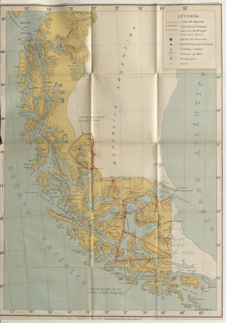 Mapa desde Golfo de Penas a Isla Londonen