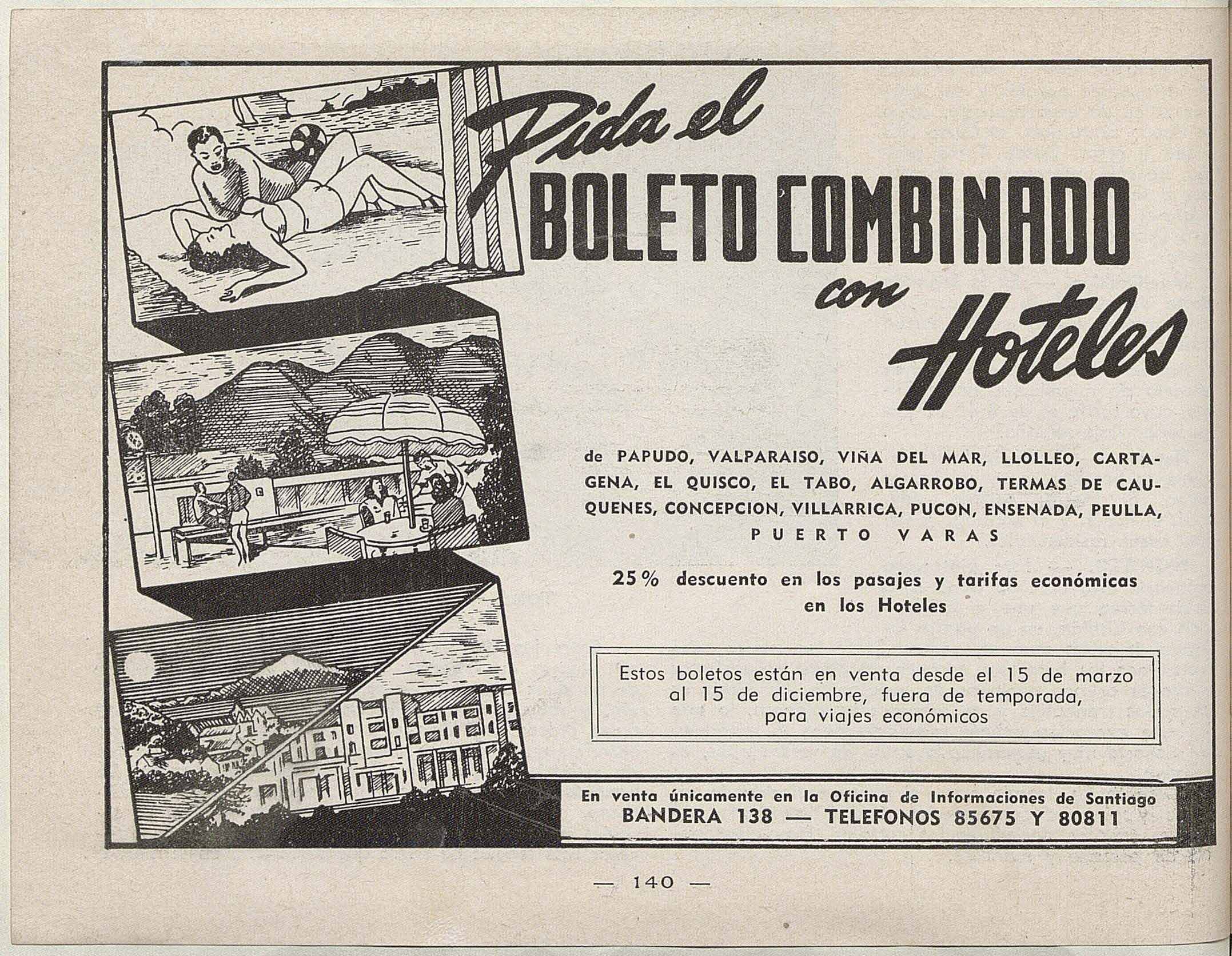 Publicidad de boleto combinado de la Empresa de Ferrocarriles del Estado