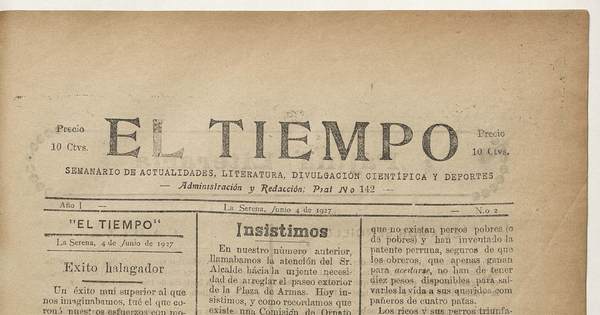 El Tiempo, número 2, 4 de junio de 1927