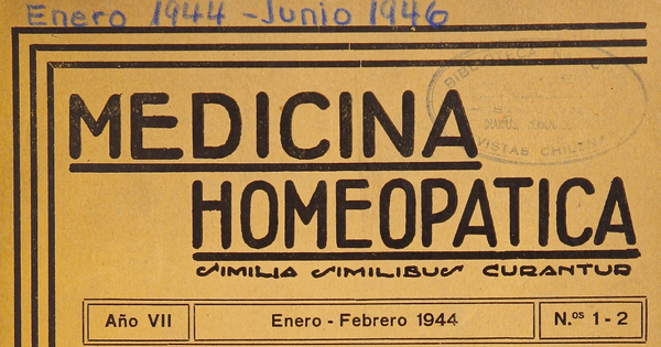 Medicina homeopática, números 1-2, enero-febrero de 1944