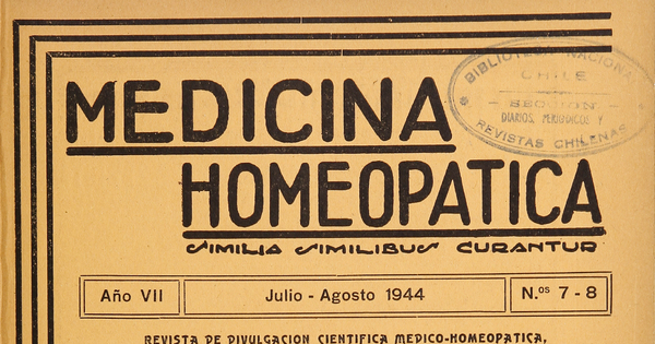 Medicina homeopática, números 7-8, julio-agosto de 1944