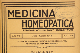 Medicina homeopática, números 7-8, julio-agosto de 1944