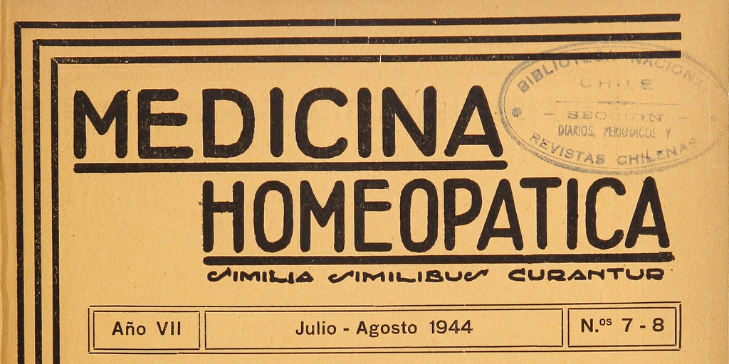 Medicina homeopática, números 7-8, julio-agosto de 1944