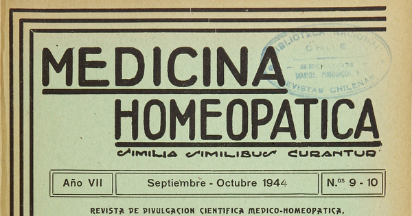 Medicina homeopática, números 9-10, septiembre-octubre de 1944