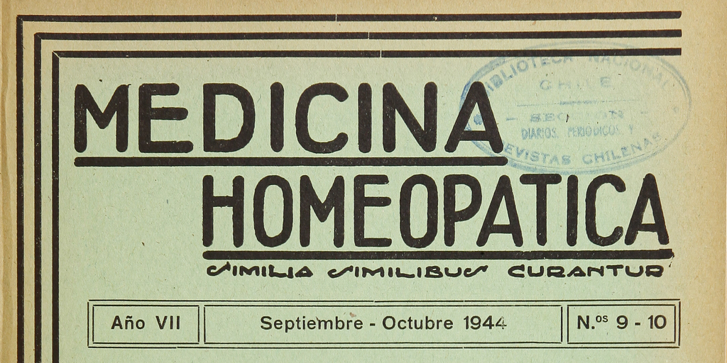 Medicina homeopática, números 9-10, septiembre-octubre de 1944