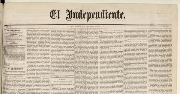 El Independiente: N° 2.634, 14 de septiembre de 1872 (4 páginas)