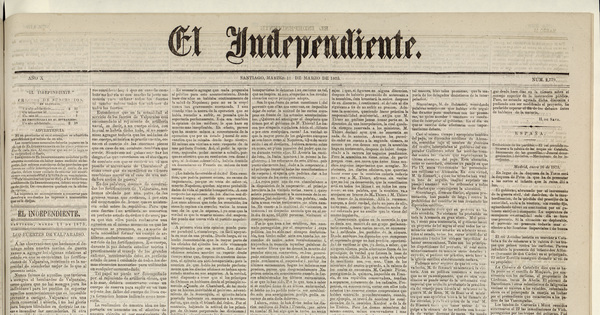 El Independiente: 2.779, 11 de marzo de 1873 (4 páginas)