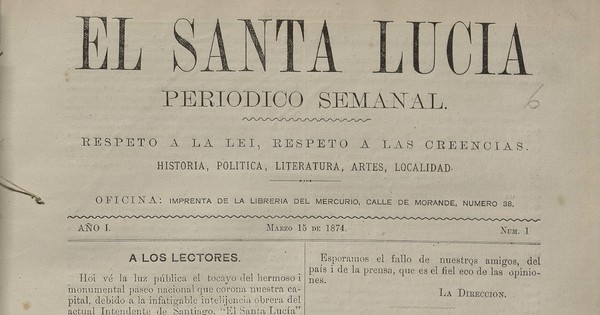 El Santa Lucía: N° 1, 15 de marzo  de 1874