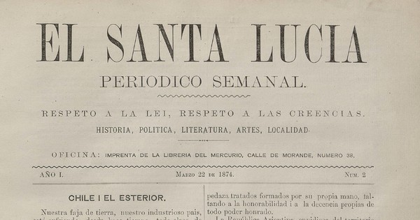 El Santa Lucía: N° 2, 22 de marzo de 1874