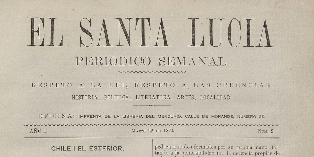 El Santa Lucía: N° 2, 22 de marzo de 1874