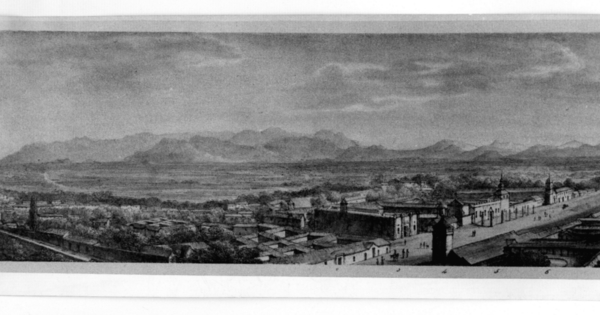 Vista panorámica de Santiago. Desde la Iglesia de La Merced al cerro Santa  Lucía