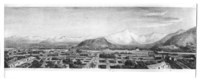 Vista panorámica de Santiago. Desde el Llano de Maipo al colegio de los Agustinos