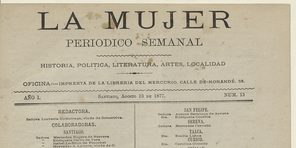 La Mujer. Año 1, número 13