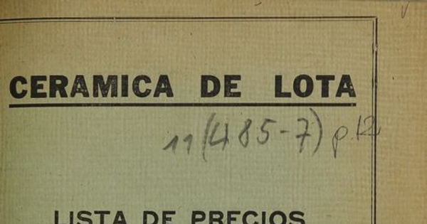 Cerámica de Lota: Lista de precios: artículos varios de porcelana. Valparaíso.