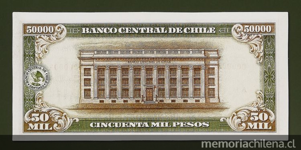 Pie de foto: Billete de $50.000 pesos Banco Central, 1959