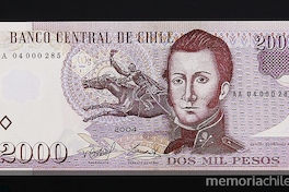 Pie de foto: Billete de 2.000 pesos Banco Central, 2004