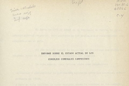 Informe sobre el estado actual de los consejos comunales campesinos.